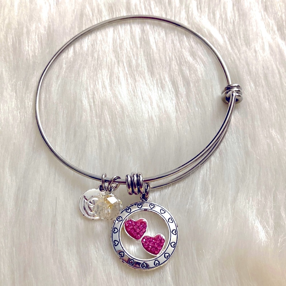 Love This Life Silver Bangle with Charms